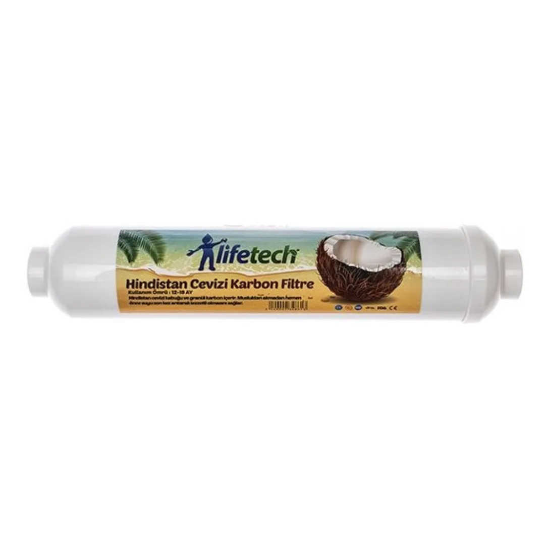 Lifetech 10'' Inline Post Karbon Filtre, Coconut